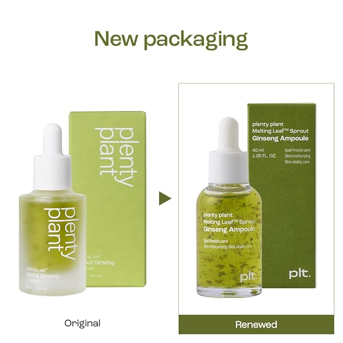 Plentyplant 65.7% Sprout Ginseng | Korean Serum with Melting Sprout Ginseng Leaf | Ginseng Extract Essence with Hyaluronic Acid, Peptides, Niacinamide | Face Serum for relief