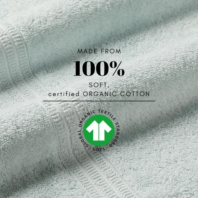 HOMELOVER 8 Pack Washcloths - 100% Organic Cotton, 500 GSM, Hotel & Spa Quality, Soft, Quick Dry, Highly Absorbent Towels for Face & Hand Wash, Shower, Gym & Bathroom Essentials (Tea Green)