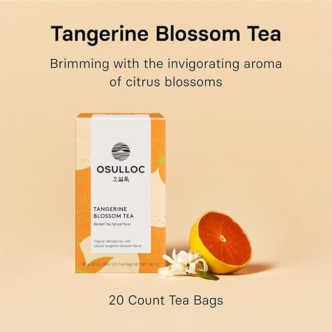 OSULLOC Tangerine Blossom Tea (Refreshing Tangerine Flavor), USDA Certified Organic, Tea Bag Series 20 count, Premium Blended Tea from Jeju