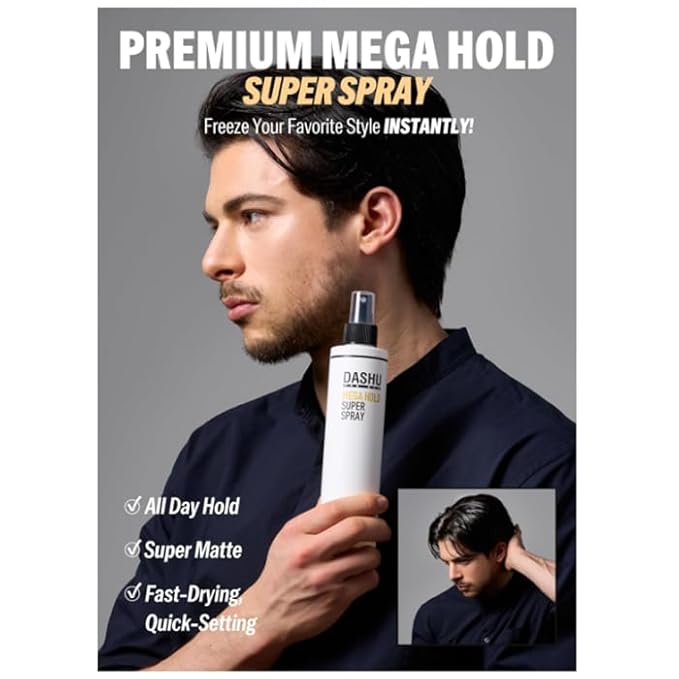 DASHU Hairspray, Mega Hold, Super Hair Spray Extra, Detangler , Long-Lasting , Weather-Resistant, Frizz Ease, Korean Hair Care, 8.45fl oz (Two Bundle)