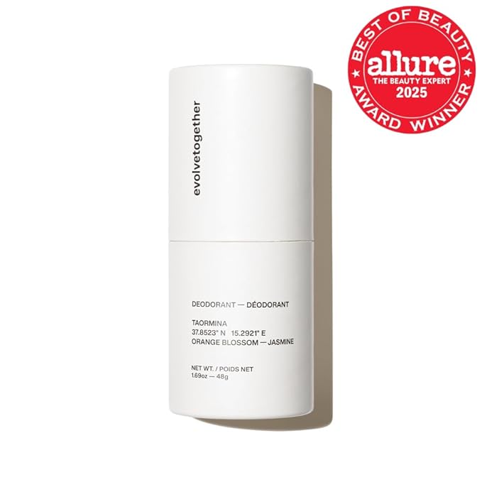 evolvetogether Aluminum Free Natural Deodorant for Women & Men | Geranium & Jasmine | Neutralizes Odors, Soothes Skin | Vegan, Cruelty-Free, Baking Soda Free | Made in USA (Taormina, 1.69 Oz)