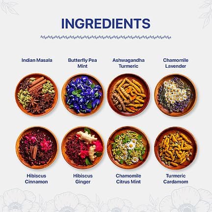 BLUE TEA - Founder’s Favourite Assorted Gift Set | 8 Varieties, 40 Count - Pyramid Plant Based Tea Bag | Caffeine Free - Herbal Tea Sampler | Tea Variety Pack | Gifts for Him and Her