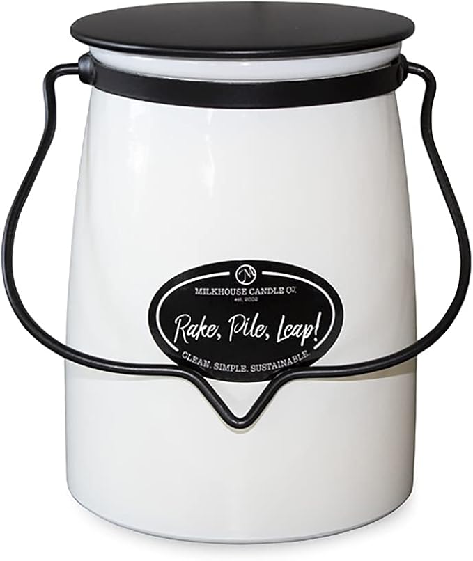 Milkhouse Candle Company - Rake, Pile, Leap! - Creamery Collection - 22oz Single Cotton Wick Soy Candles with Beeswax - Long Burn Time, Made in The USA - Non Toxic, Premium Scented Candles