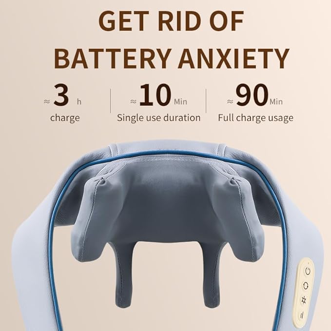 Massager for Neck and Shoulder Pain, Neck Massager, deep Tissue 3D kneading Massage Pillow, Suitable for Shoulder, Legs, Body Muscle Pain Relief, Gift for Men and Women.