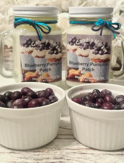 Soy Scented Candles | Handmade & Highly Aromatic Candles Burns Upto 85 Hours in Glass Jar - Perfect for Home Decor, Wedding, Birthday, Dinner (Blueberry Pumpkin Patch, 16 oz)
