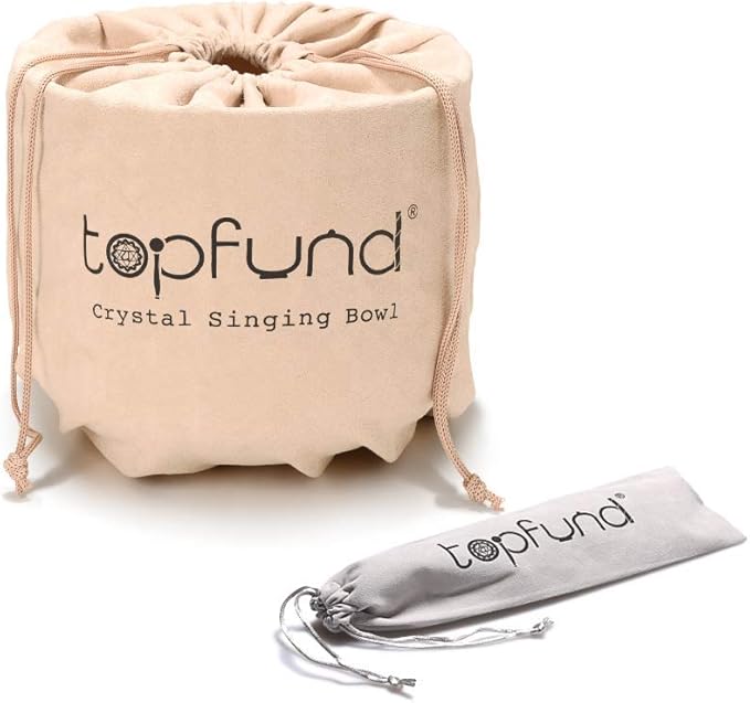 TOPFUND Violet A# Note Crystal Singing Bowl Pineal Chakra 8 inch with Heavy Duty Carrying Case and Suede Mallet