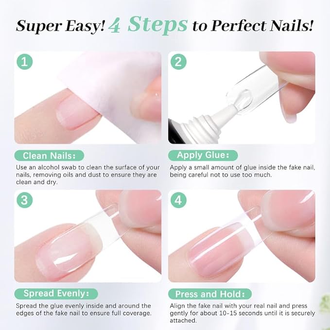 Nail Glue for Press Ons, 10s Fast-Drying No U V Light Needed - Upgrade Super Strong Semi Solid Nail Glue Last Up to 28+ Days & Easy to Remove, 10g*2 High Capacity Suitable for Fake & Acrylic Nail Tips