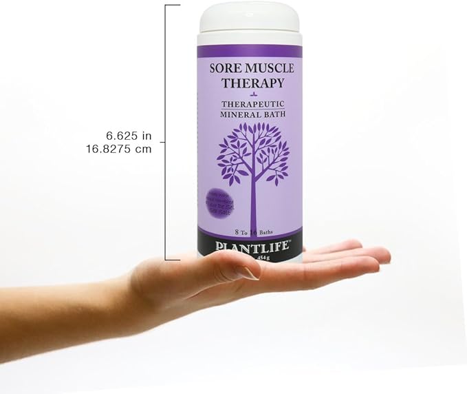 Plantlife Sore Muscle Therapy Bath Salts - Straight from The Plant Natural Aromatherapy Bath Salts - Balance, Calm, and Release Tension in The Body - Made in California 16 oz
