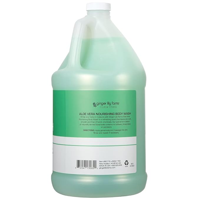 Ginger Lily Farms Club & Fitness Nourishing Body Wash, 100% Vegan & Cruelty-Free, Aloe Vera Scent, 128 Fl Oz (Pack of 4)