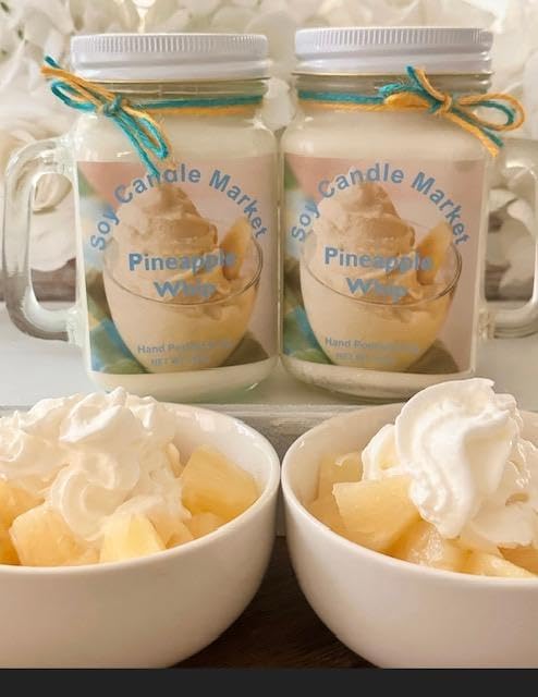 Soy Scented Candles | Handmade & Highly Aromatic Candles Burns Upto 85 Hours in Glass Jar - Perfect for Home Decor, Wedding, Birthday, Dinner (Pineapple Whip, 16 oz)
