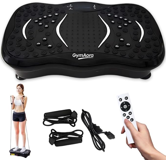 Vibration Plate Exercise Machine for Whole Body Workout, 330 LBs Lymphatic Drainage Machine for Weight Loss, 120 Adjustable Speed Vibration Platform w/Resistance Bands & Bulit-in-USB Speaker