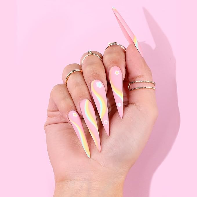Kiara sky Nail Tips | C Curve Stiletto Natural | 500 pieces | XXL Length | 10 Sizes