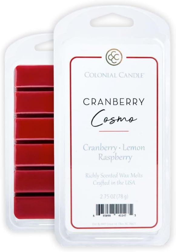Colonial Candle Cranberry Cosmo Wax Melts, Wax Melt Warmer Cubes, Long Lasting Scented Wax Warmer Cubes, 4 Pack, 6 Cubes Each - Made in The USA