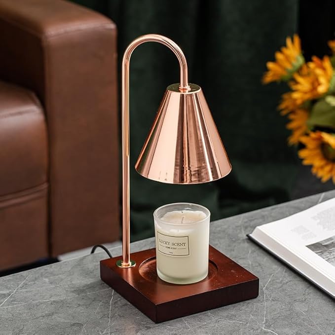 Candle Warmer Lamp with Timer-Electric, Home Decor, Dimmable Candle Light Warmer,House Warming Gifts New Home, Christmas Gifts for Women,Wax Melt Warmer for Jar Candles (Rose Gold)