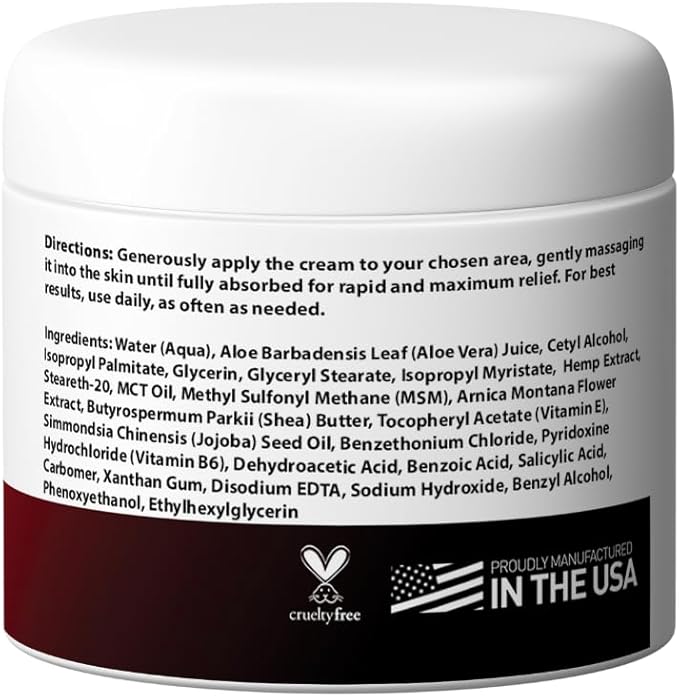Medical Miracles Hemp Relief Cream - Ideal for HIPS, Joints, Neck, Back, Elbows, Fingers, Hands, and Knees Proudly Made in USA (1000mg) Now New 4OZ Size