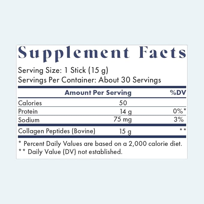 FullWell Hydrolyzed Collagen Peptide Stick Packs, Breastfeeding & Pregnancy Safe Grass-Fed Collagen Travel Packs, 15g Unflavored Collagen, 30 Servings