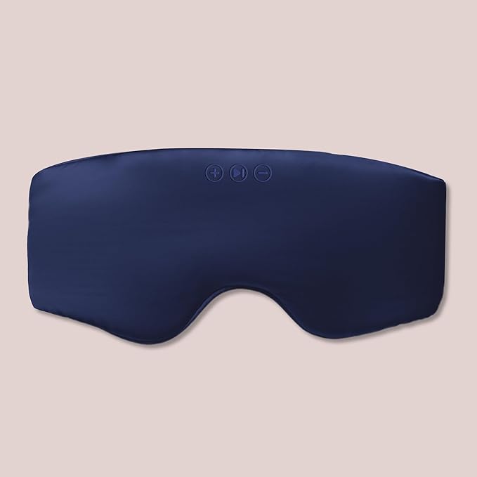 SilkSound 100% Mulberry Silk Bluetooth Sleep Mask for Side Sleepers, Sleeping Eyemask with Bluetooth Headphones, Eye Mask Headphones, Sleep Headphones for Side Sleepers, White Noise Head Phones