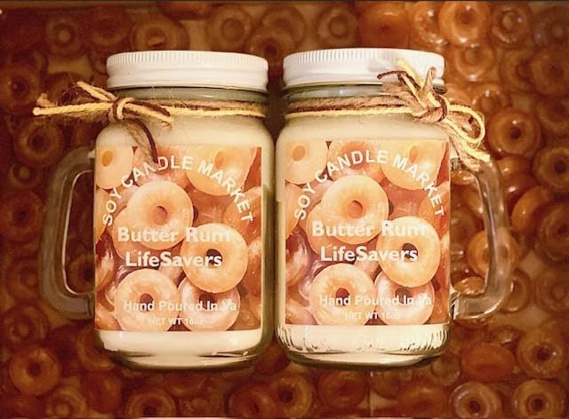 Soy Scented Candles | Handmade & Highly Aromatic Candles Burns Upto 85 Hours in Glass Jar - Perfect for Home Decor, Wedding, Birthday, Dinner (Butter Rum Lifesavers, 12 oz)