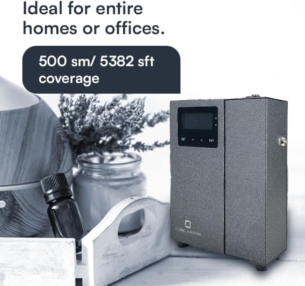 CA-500S Black Diffuser w/Fragrance - Aromatherapy Diffuser - Wall Mount Essential Oil Diffuser - WiFi & BT Control - Durable Metallic Hard Casing - Timer - Adjustable - HVAC Compatible
