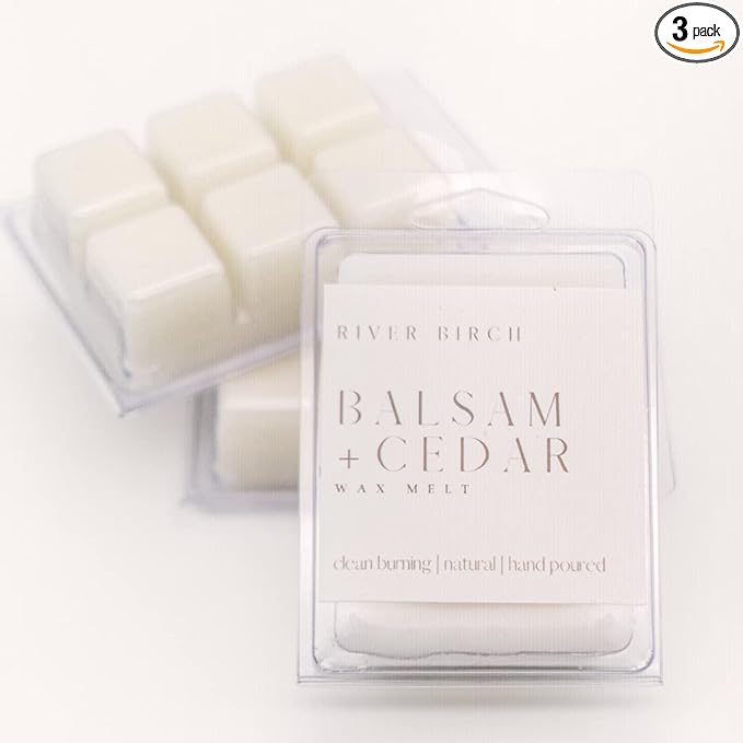 River Birch Candles 3 Pack Balsam + Cedar Scented Clean Natural Soy Wax Melts Tarts – Total 7.5 Oz. of Scented Wax Melts, Gift Pack, Holiday Scent, Made in USA