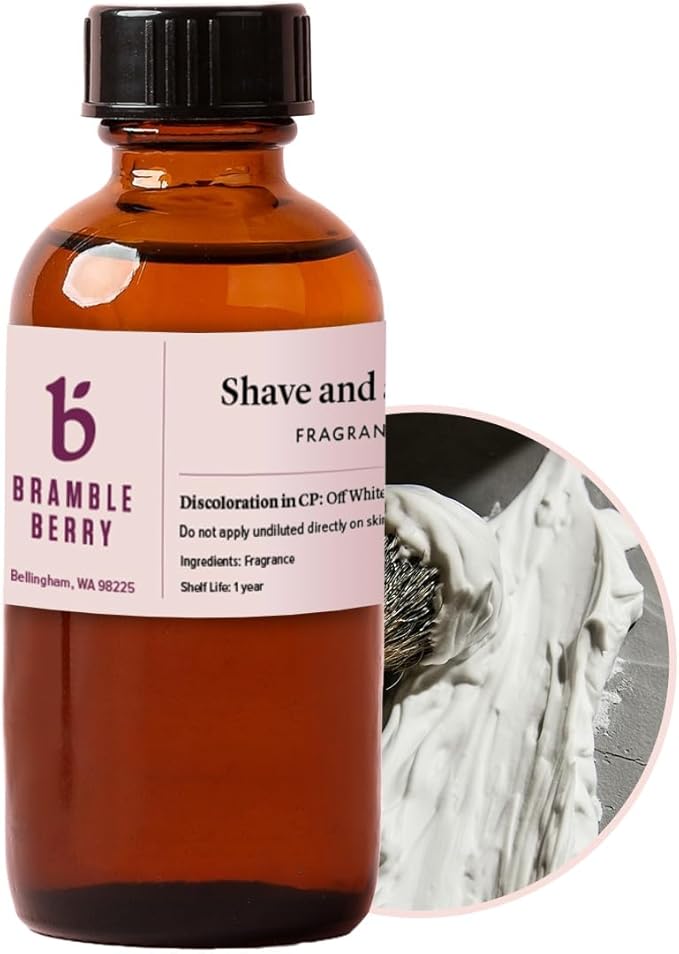Bramble Berry Shave and a Haircut Fragrance Oil 2 oz | Classic Barbershop Scent for Soap Making, Candle Crafting, Beard Oil, & Shaving Cream | Skin Safe, Vegan, Paraben & Phthalate Free, DIY Essential