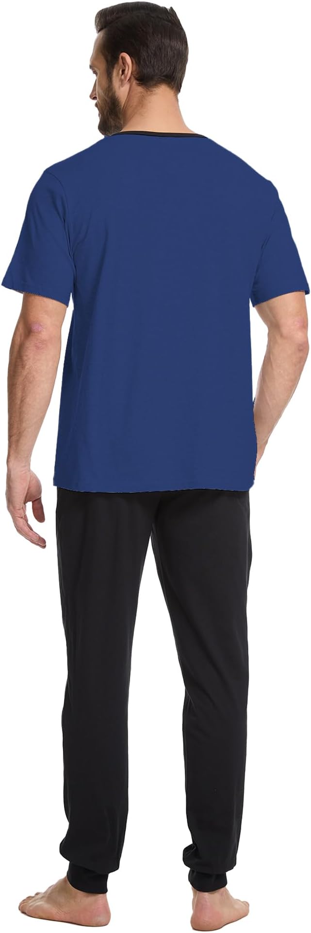 Men's Pajama Set with Henley Neckline 100% Cotton Soft and Comfortable Nightwear 2-Piece Lounge Set