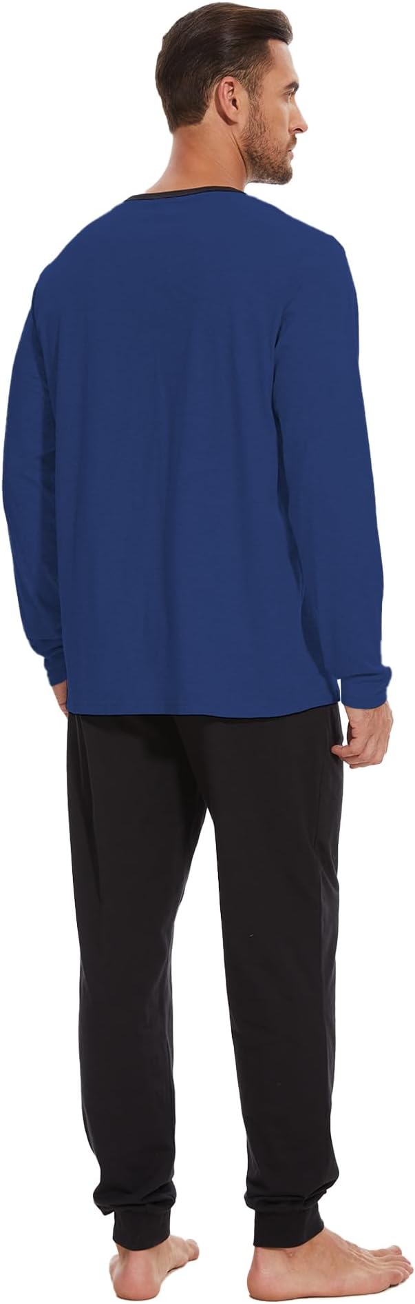 Men's Pajama Set with Henley Neckline 100% Cotton Soft and Comfortable Nightwear 2-Piece Lounge Set