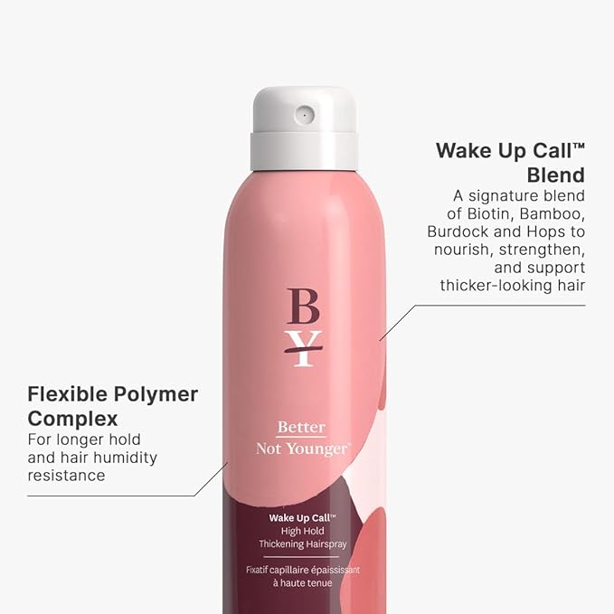 Better Not Younger Volume Styling Bundle Collection - Wake Up Call High Hold Hair Thickening Spray 6 fl.oz. & Shampoo and Contitioner