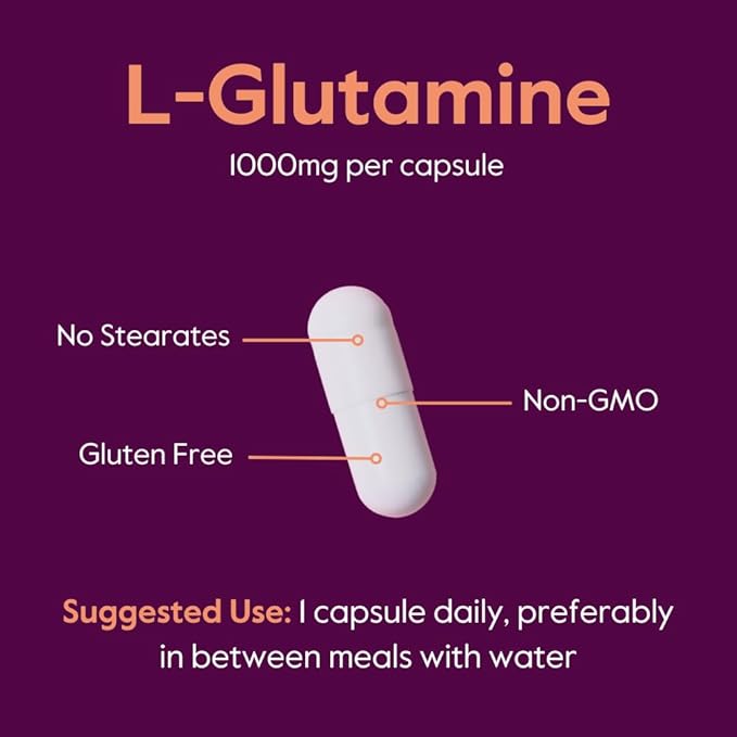 BESTVITE Filler-Free L-Glutamine 1000mg per Capsule (240 Capsules) - Free Form - No Stearates - Gluten Free - Non GMO - Pure L Glutamine Supplement - Maximum Strength Glutamine Capsules