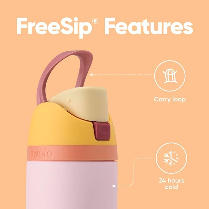 Owala FreeSip Insulated Stainless Steel Water Bottle with Straw for Sports and Travel, BPA-Free Sports Water Bottle, 24 oz, Candy Store