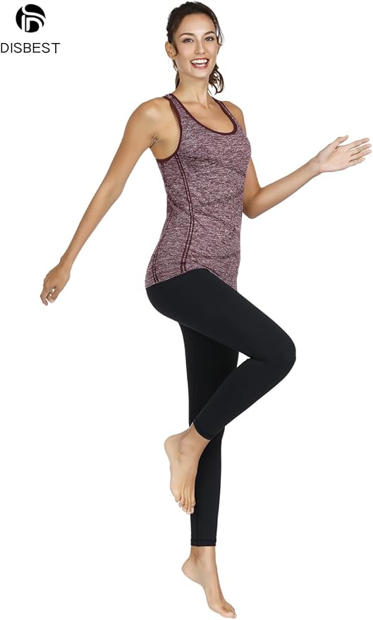 Disbest Yoga Tank Top, Women's Performance Stretchy Quick Dry Sports Workout Running Top Vest with Removable Pads