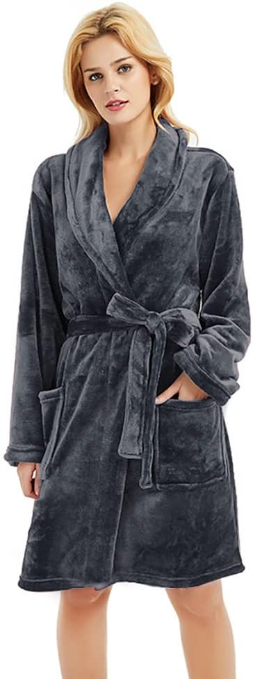 U2SKIIN Women Fleece Robe, Short Cozy Plush Robes for Womens Soft Shawl Collar Warm Spa Bathrobe