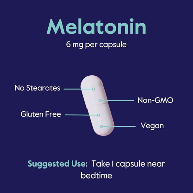 BESTVITE Melatonin 6 mg - 120 Veg Caps - No Stearates - No Sucralose, No Dextrose, No Silicon Dioxide, No Mannitol - Vegan - Non-GMO - Gluten-Free