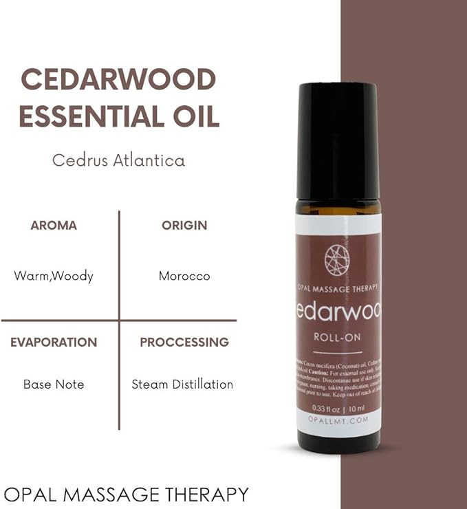 Premium Essential Oil Roll On Opal Massage Therapy (Cedarwood)