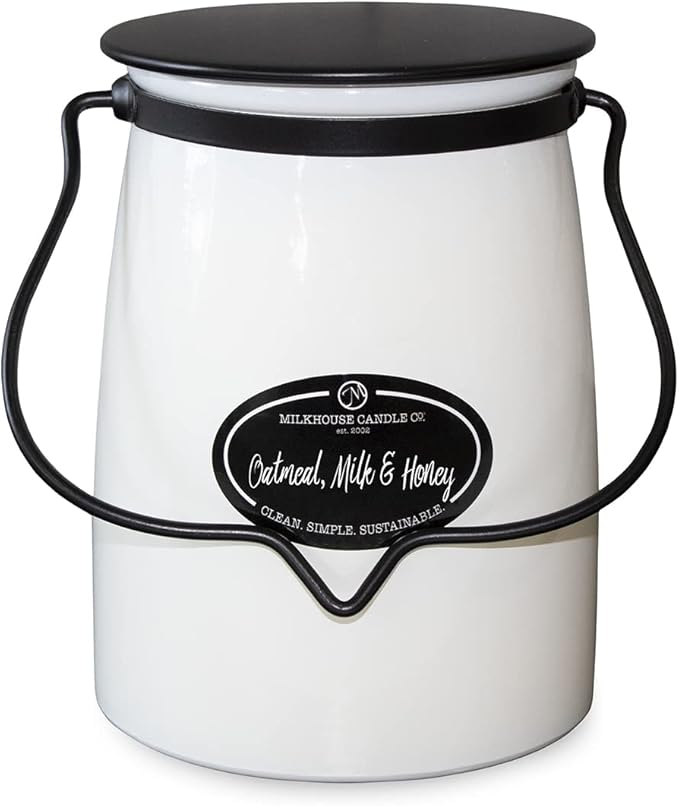 Milkhouse Candle Company - Oatmeal, Milk & Honey - Creamery Collection - 22oz Single Cotton Wick Soy Candles with Beeswax - Long Burn Time, Made in The USA - Non Toxic, Premium Scented Candles