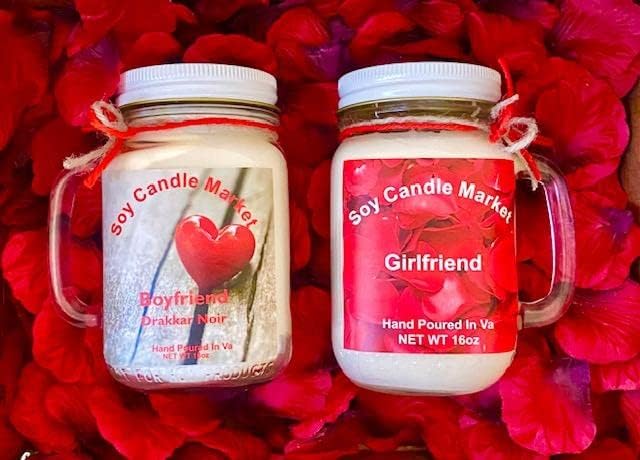Soy Scented Candles | Handmade & Highly Aromatic Candles Burns Upto 85 Hours in Glass Jar - Perfect for Home Decor, Wedding, Birthday, Dinner (Boyfriend, 16 oz)