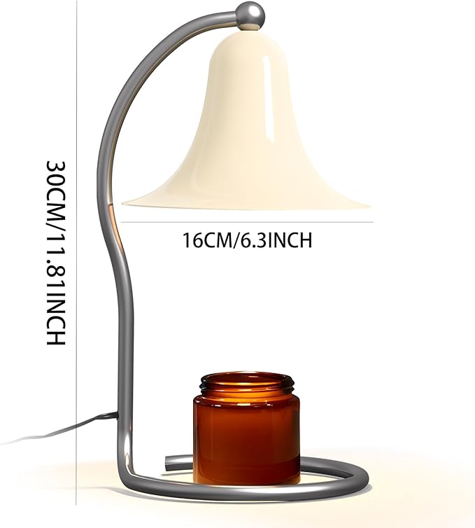 Candle Warmer Lamp for Jar Candles,with Timer and Dimmer,Adjustable Brightness,All Metal Lamp Body,Suitable of Aromatherapy Waxes White Trumpet-Shape