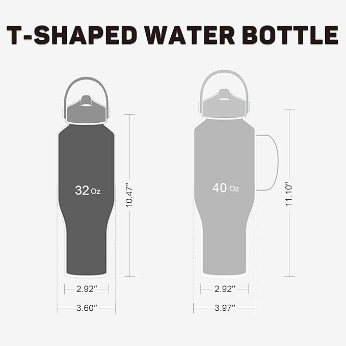 Insulated Water Bottle 32oz with Straw/Spout Lids, Stainless Steel Water Bottles Keep Cold 24h&Hot 12h, Metal Water Bottle with Straw that Fits in Cup Holder, Water Bottle Leak-proof,BPA Free