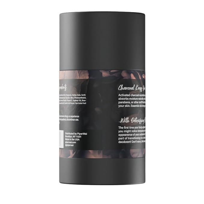 PiperWai Natural Deodorant w/Activated Charcoal | Odor Protection, Vegan, Aluminum Free, Shark Tank Product for Women & Men | Great for Travel, & Gifts | 2.6 oz (75g) Floral Vanilla Scented Stick