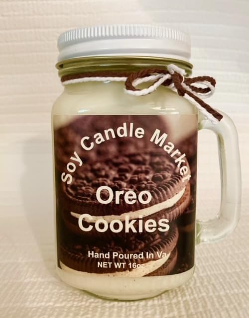 Soy Scented Candles | Handmade & Highly Aromatic Candles Burns Upto 85 Hours in Glass Jar - Perfect for Home Decor, Wedding, Birthday, Dinner (Oreo Cookies, 16 oz)