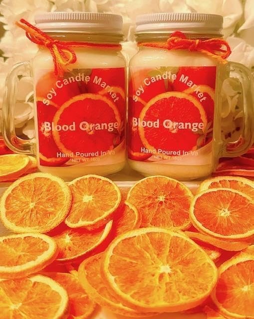 Soy Scented Candles | Handmade & Highly Aromatic Candles Burns Upto 85 Hours in Glass Jar - Perfect for Home Decor, Wedding, Birthday, Dinner (Blood Orange, 16 oz)