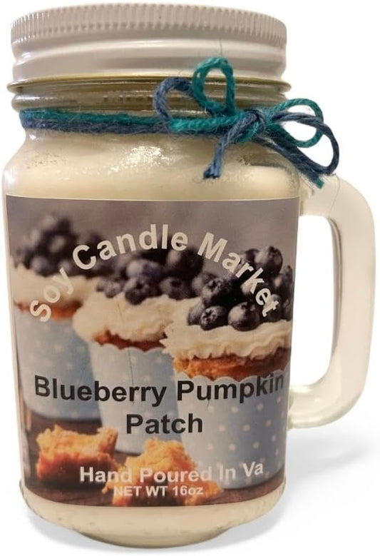 Soy Scented Candles | Handmade & Highly Aromatic Candles Burns Upto 85 Hours in Glass Jar - Perfect for Home Decor, Wedding, Birthday, Dinner (Blueberry Pumpkin Patch, 16 oz)