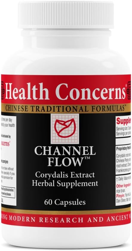 Health Concerns Channel Flow – Muscle Relaxation & Pain Support Supplement for Men & Women – Corydalis Root Extract – Chinese Herbal Formula for Headaches, Joint & Menstrual Discomfort – 180 Capsules