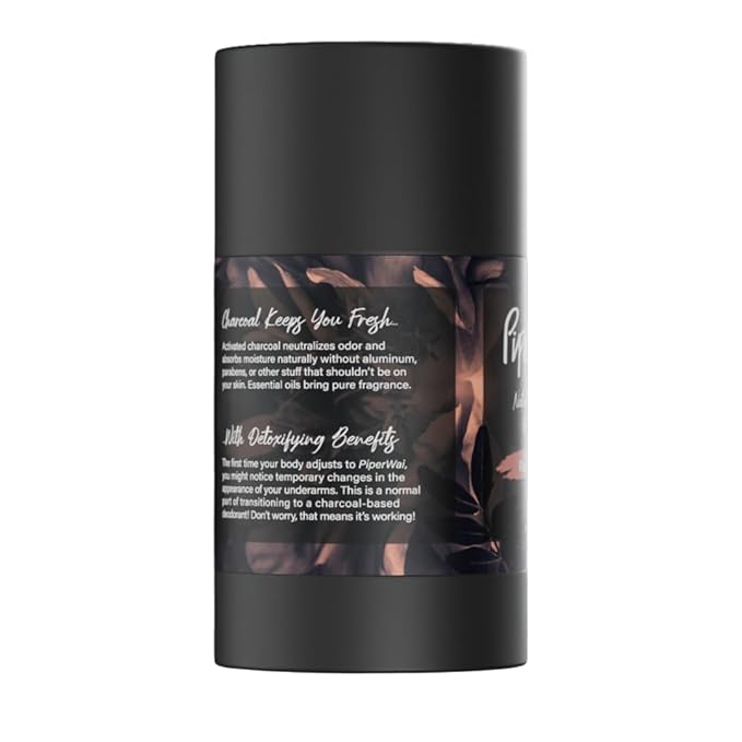 PiperWai Natural Deodorant w/Activated Charcoal | Odor Protection, Vegan, Aluminum Free, Shark Tank Product for Women & Men | Great for Travel, & Gifts | 2.6 oz (75g) Floral Vanilla Scented Stick