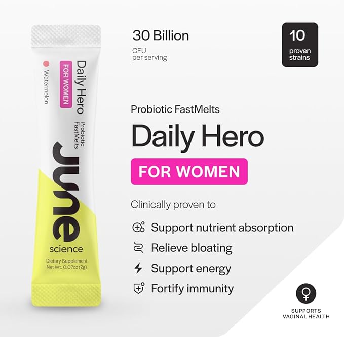 Daily Hero for Women | Fast Melt Pre + Probiotic for Women (30 Pack, Watermelon)