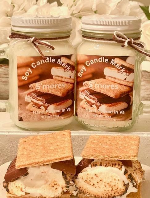 Soy Scented Candles | Handmade & Highly Aromatic Candles Burns Upto 85 Hours in Glass Jar - Perfect for Home Decor, Wedding, Birthday, Dinner (S'Mores, 16 oz)