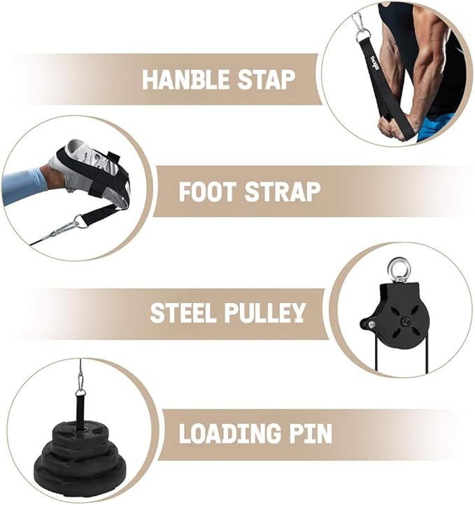 Yes4All Cable Machine Attachment, Double D Hanlde & Tricep Rope Cable Attachment, Weight Machine Accessories Load 880 LB for Home Gym