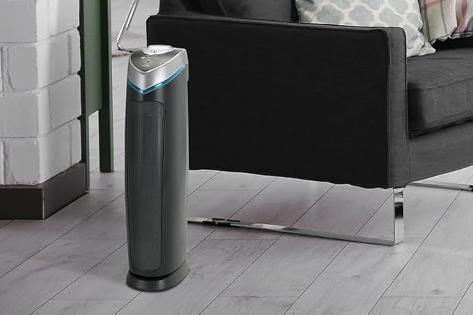 GermGuardian 3-In-1 HEPA Air Purifier for Home, Large Rooms Up To 915 Sq. Ft. with HEPA Air Filter, UV-C Light & Odor Reduction, AC5000E, 28" Tower, Gray