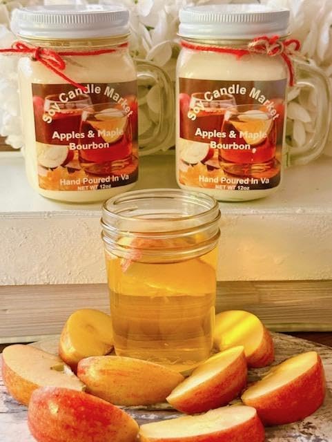 Soy Scented Candles | Handmade & Highly Aromatic Candles Burns Upto 85 Hours in Glass Jar - Perfect for Home Decor, Wedding, Birthday, Dinner (Apples and Maple Bourbon, 12 oz)