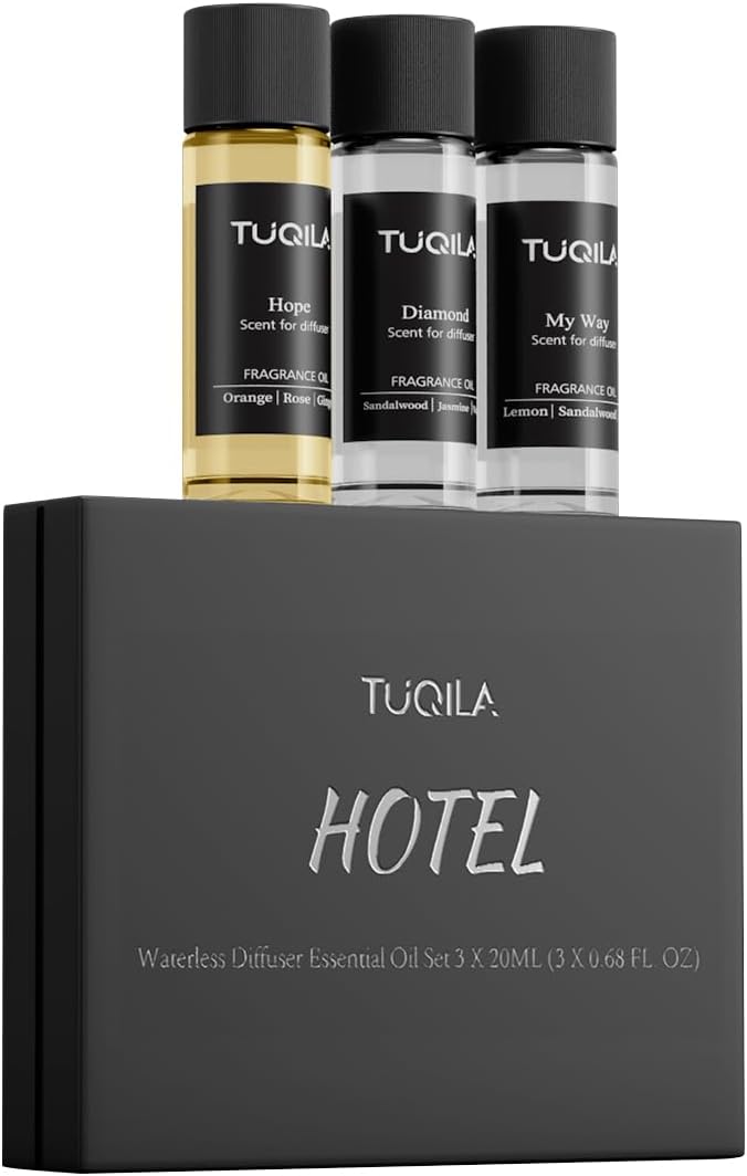 Hotel Luxury Essential Oil Set (3x20mL) – Scent Aromatherapy Oils for Diffusers – My Way, Diamond, Hope Scents –Idea for Home, Car, Hotel & Office – Long-Lasting Fragrance